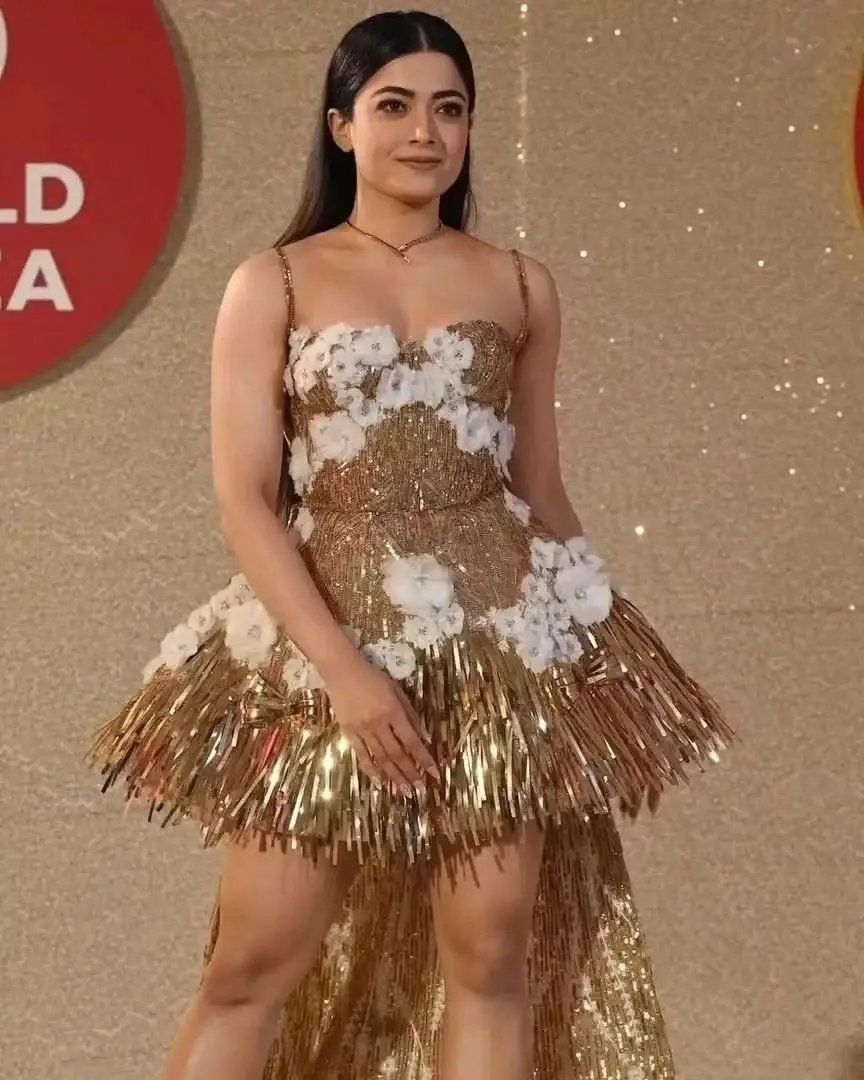 Rashmika Mandanna Long Legs Show in Mini Skirt